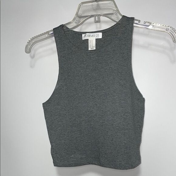 Forever 21 Gray Fitted Crop Tank Top - Picture 1 of 7